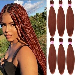 NWT 6 pack Ginger Braiding Hair Pre Stretched 26 Inch  Synthetic Prestretched